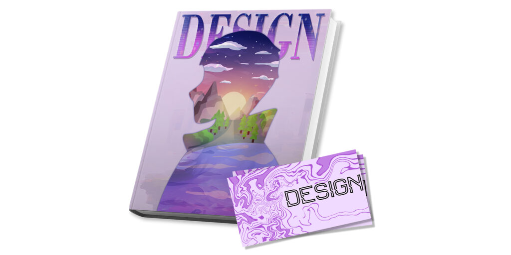 Средний дизайн книги и визитки (пример 1)